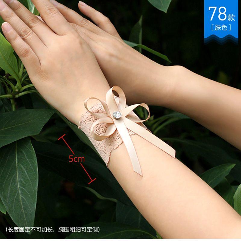 

Trendy Women s Scar-Covering Short Thin Lace Wrist Sleeves Wristband Bowknot Sun Protection Gloves Wrist Protector 78 single All yards