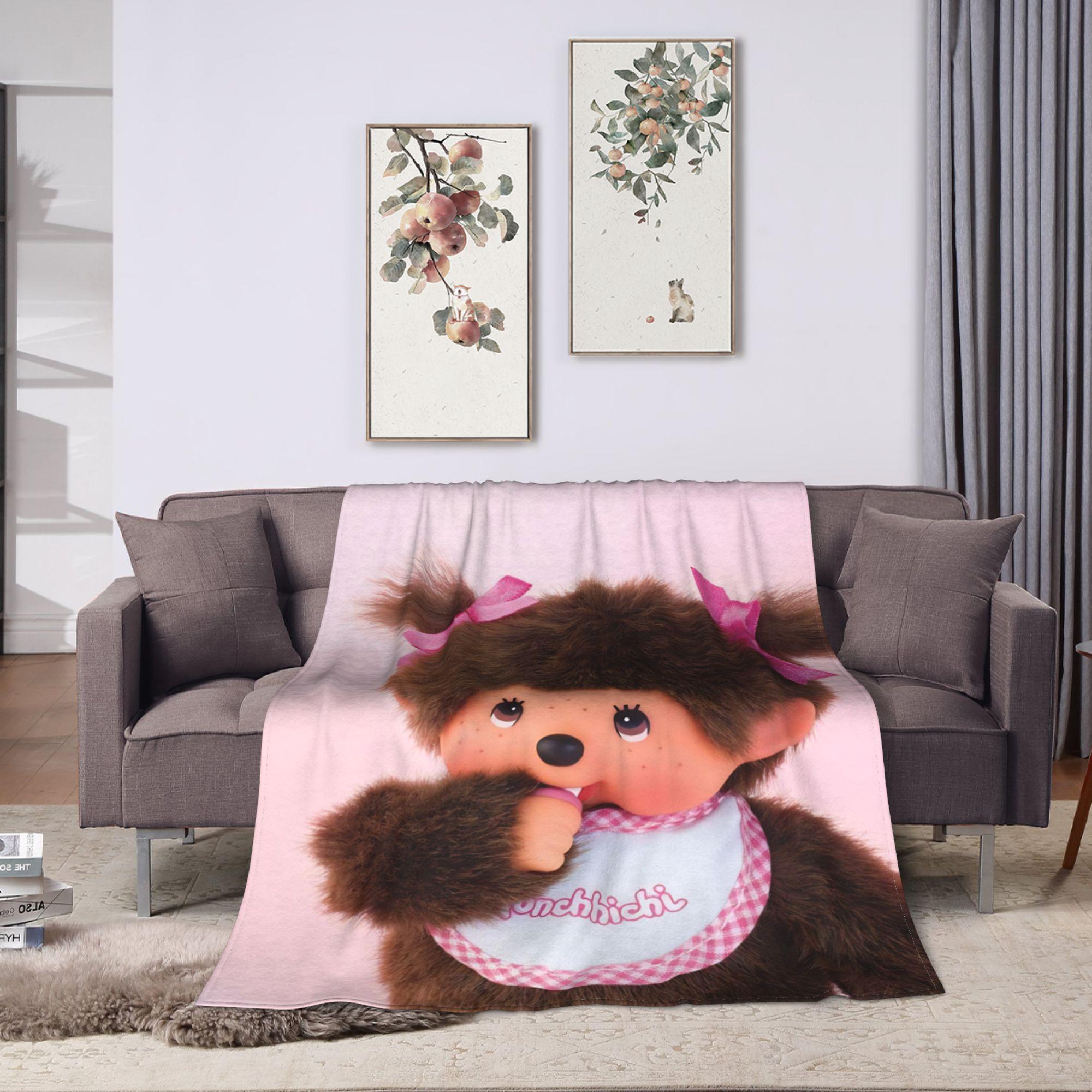 

Cute Monchhichis Blanket Coral Fleece Plush Autumn/Winter Breathable Ultra-Soft Throw Blanket for Bedding Travel Bedspreads 50x60in