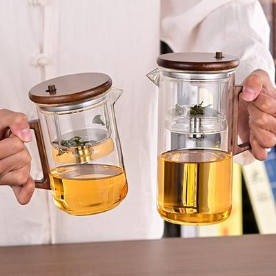 550/750 ml Čajová kanvica s infuzérom Drevená rukoväť Čajová kanvica Borosilikátové sklo Čajová kanvica Separácia vody