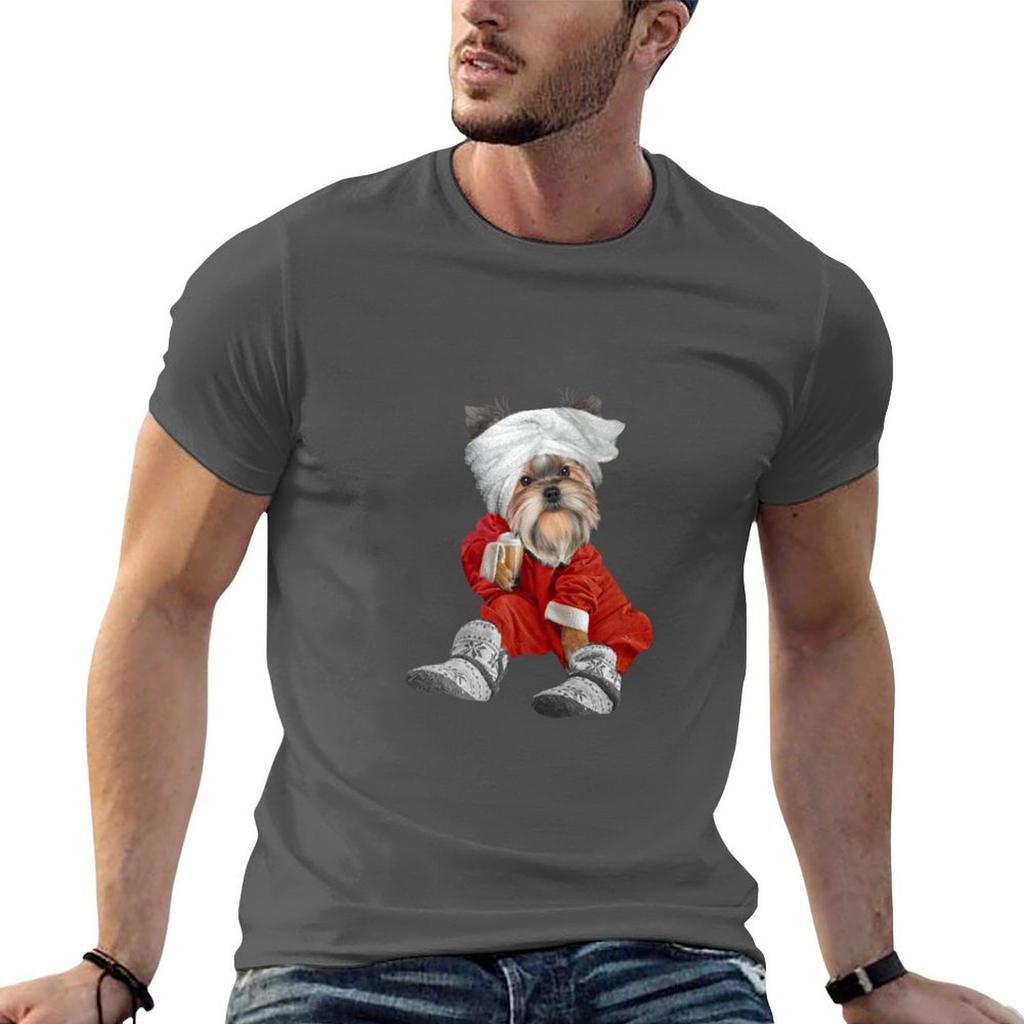 Yorkshire Terrier Morning Coffee Casual Apparel And Gifts For Dog Lovers Tshirt Daily Wear Plain Short Sleeve Shirt
