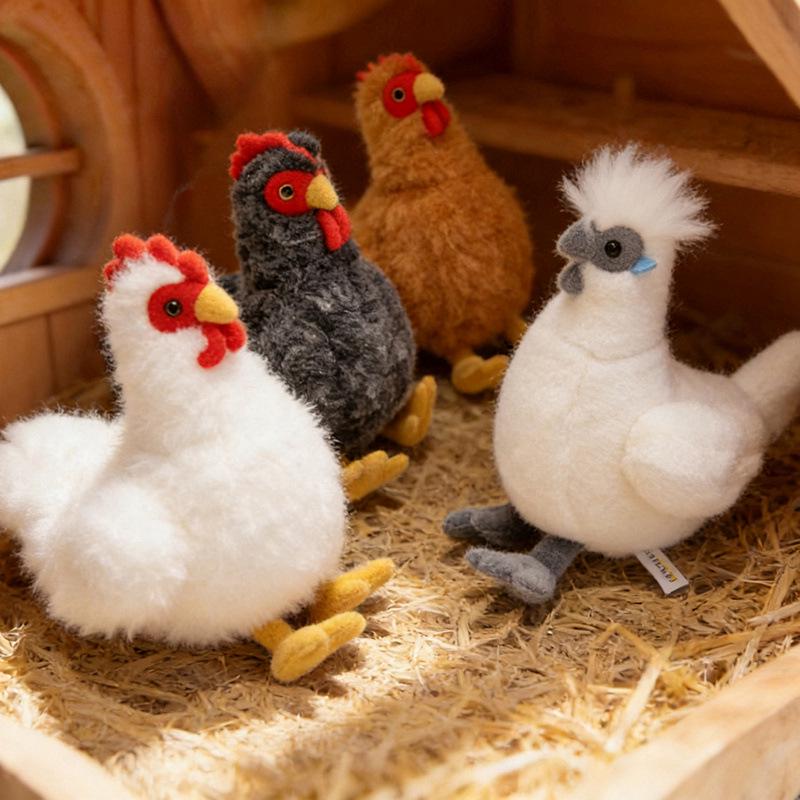 Grenzüberschreitende Simulations-Geflügel-Serie: Hahn, Henne, Truthahn, Schwarzes Huhn Plüschfiguren
