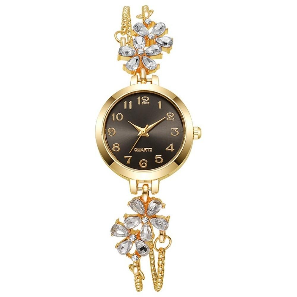 Adjustable Bracelet Watch Quartz Movement Flower Bracelet Watch Retro Diamond Watch For Women