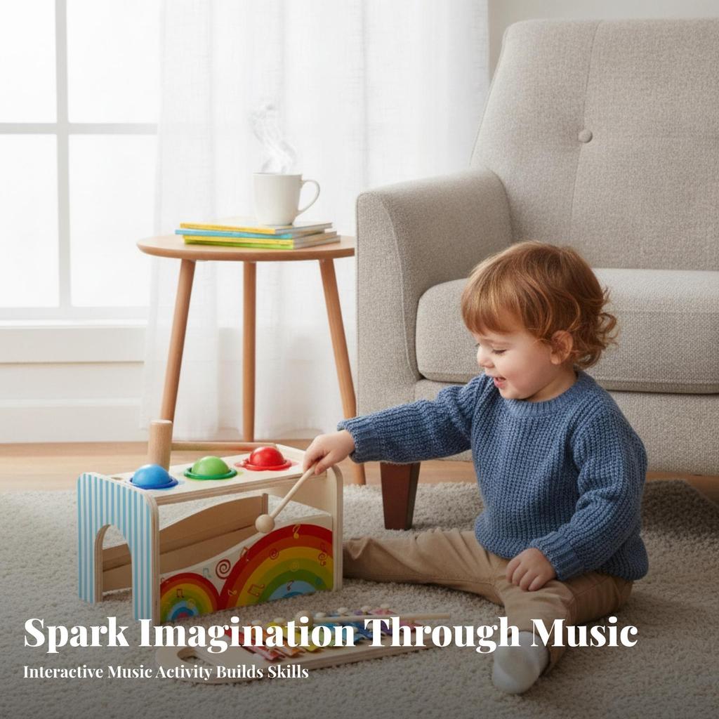 Wooden Music Pounding Bench Multifunction Xylophone Toy Educational Musical Tap