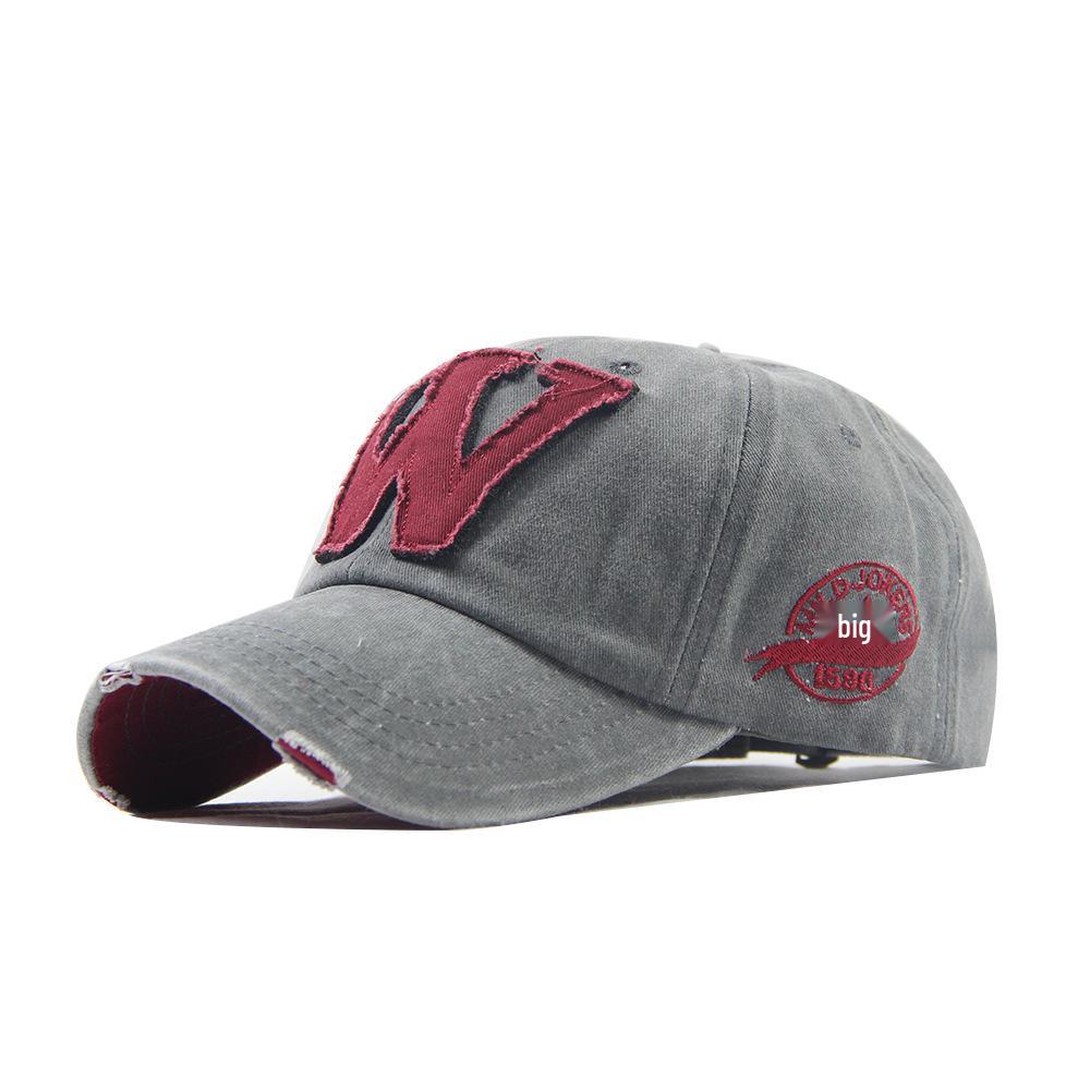The BAY Trendy Koreaanse Stijl Unisex Verweerde Baseballpet met W-letter - Zomer Zonbescherming Hoed Adjustable