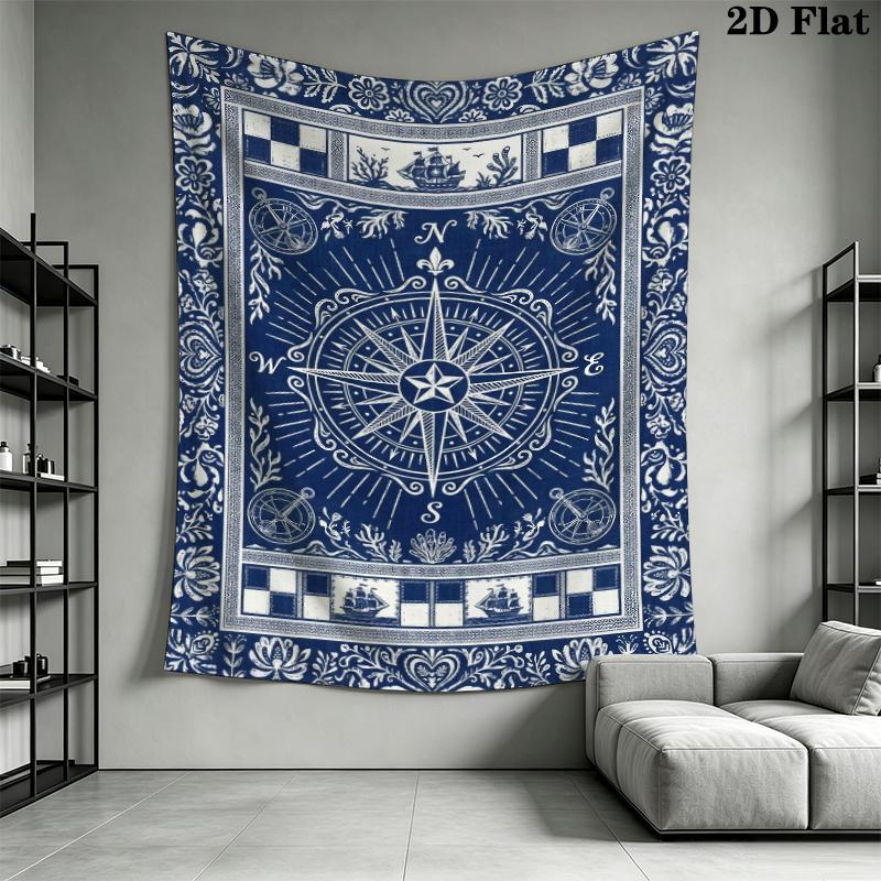 Compass Wall Tapestry Aesthetic Wall Hanging Printed Fabric Blanket Decorative Tapestries for Bedroom Living Room Home Decor