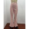 Spring and Autumn Women Plus Size Corduroy High Waist Solid Color Slim Micro Flare Pants Elastic Waist Casual Pants