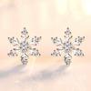 Silver Plated Snowflake Charm Earrings For Women Christmas Gift Fashion Crystal Zircon Stud Earrings Girls New Year Jewelry Gift
