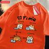 A Day When The Working CatS Battery Is Low Cotton Women TShirts Cartoons Prints T Shirts Loose ONeck Soft Tops Summer Clothes