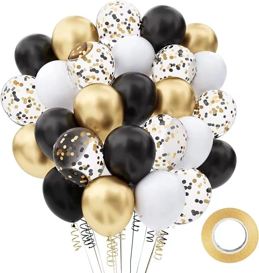 12-Inch Confetti Sequined Balloon Set 60 Birthday And Valentine'S Day Party Decorative Balloons