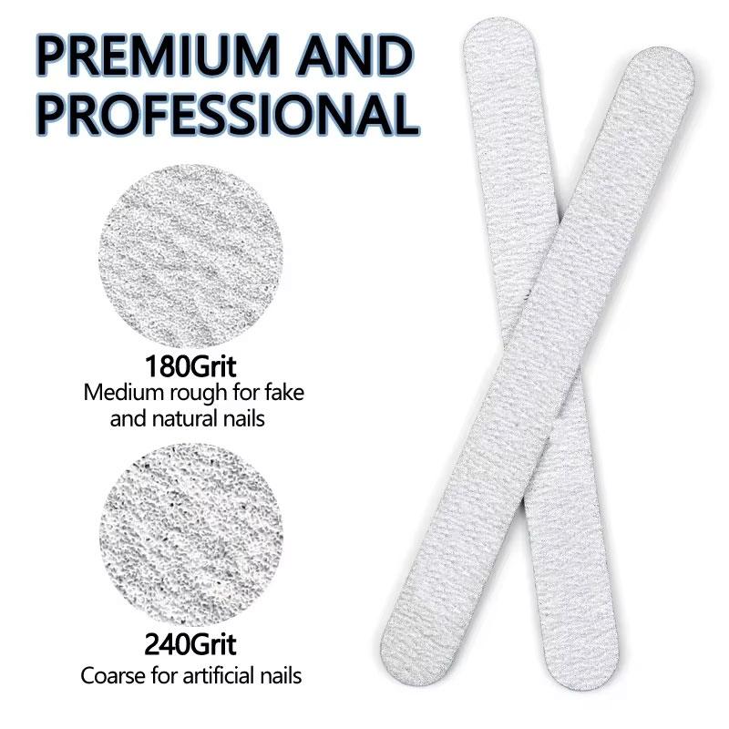 10 Pezzi Lime per Unghie Grana 180/240 Lavabili in Legno per Manicure Dritti Carta Vetrata Resistente Forniture per Unghie Acriliche da Salone