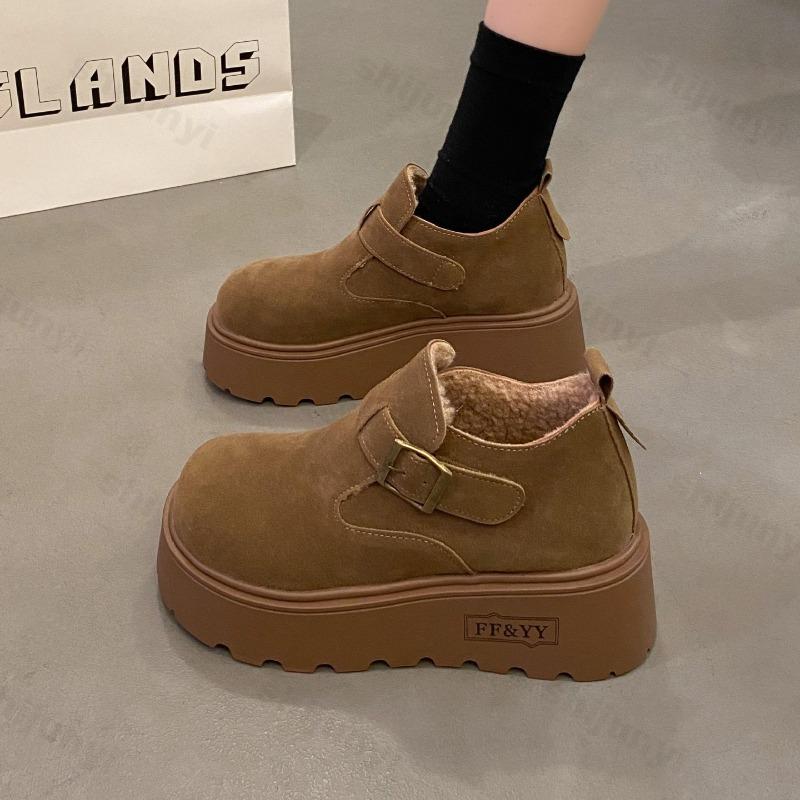 Women's Cotton Shoes Winter 2026 New Fashion Platform Casual Shoes Women's Warm Plush Retro Outdoor Non-slip Fur Short Boots