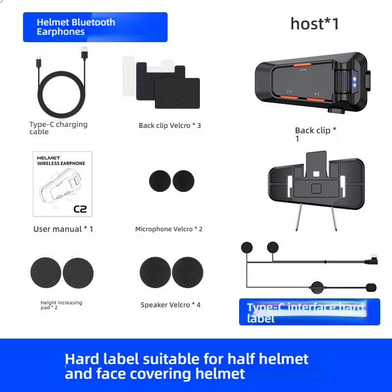 Bluetooth 6.0 Helmet Headphone, Dual Person Intercom Group Talk Noise Reduction for Motorcycle