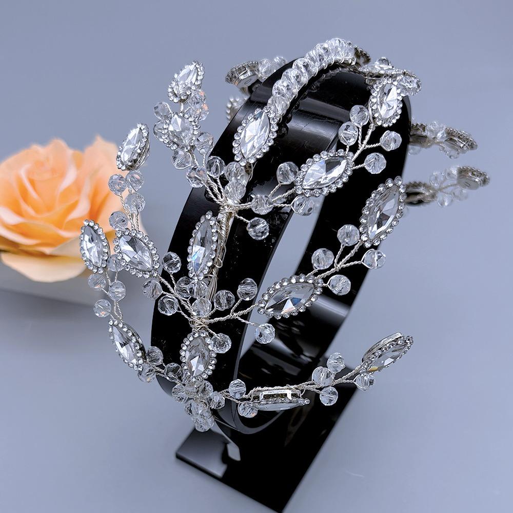 

Crystal Red Bridal Head Hoop Handmade Wedding Hairband Bride Tiaras and Crown Women Headpiece серебряный