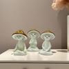 3Pcs/Set Meditation Mushroom Statue Sitting Mushroom Man Figurine Resin Sculpture Home Office