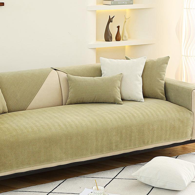 Solid Color Chenille Sofa Cushion Four Seasons Universal Living Room Sofa Seat Cushion Sofa Cover Towel Cover Seat Cushion Non-slip