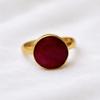 925 Sterling Zilver Goud Verguld Robijn Ring – Minimalistische Ronde Statement Ring – Handgemaakte Boheemse Sieraden