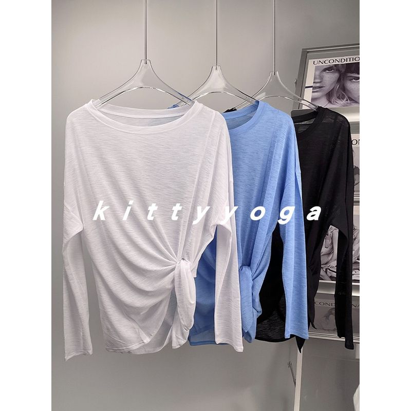 

Дышащая объемная пряжа Минималистичная блузка для йоги со шлицами, скрывающая складки ---------- Single item---------- S/M