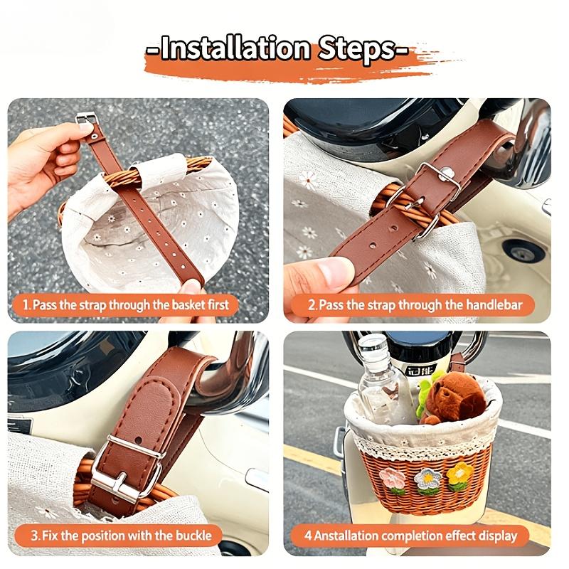 Hand-Woven Bicycle Basket Suitable for Commuter, Balance Bike & Bike Frame - Rustic Bike Basket with Lining, Durable Bike Carrier for Front Wheel Rack