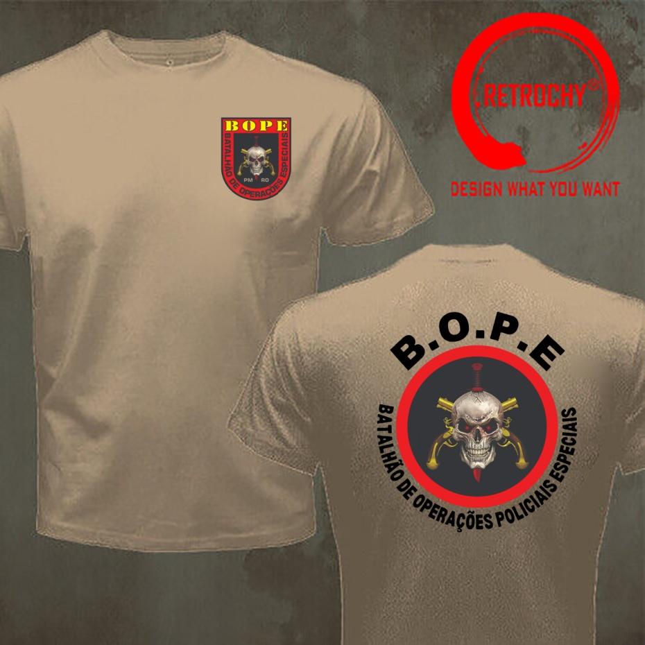 Brazil Bope Batallon Tropa De Elite Brazilian Special Forces T Shirt Unisex Fashion Hip Hop Tops Tee Harajuku Streetwear TShirt