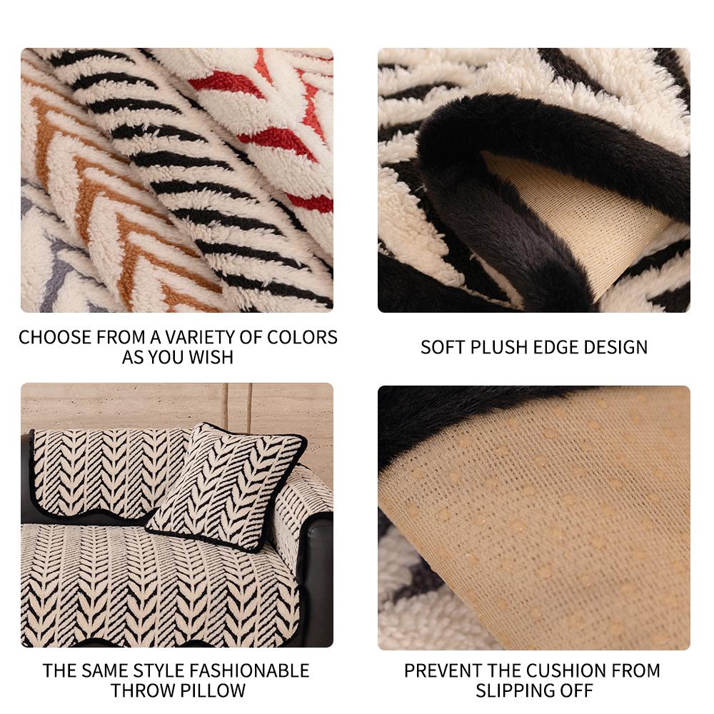 Winter Plush Sofa Cushion Soft For Living Room Cotton Velvet Anti-Slip Home Protection Cover For Autumn And Winter Use