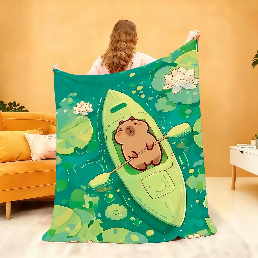 Capybara Summer Swimming Cartoon Blanket Soft Throw Blanket for Home Bedroom Bed Sofa Picnic Travel Office Rest Blanket Gift