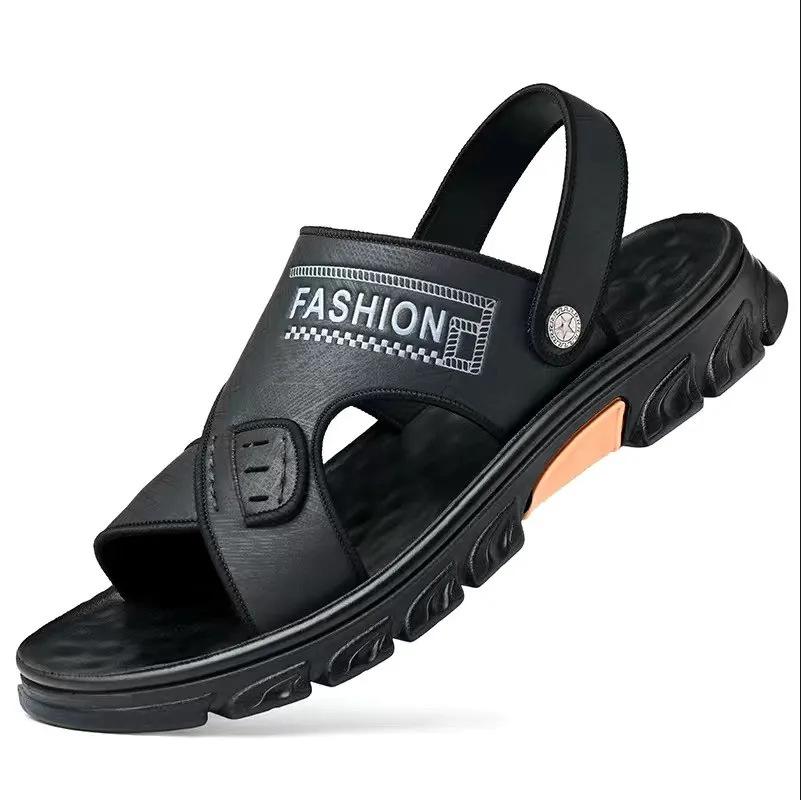

Sandals men s new fashion trend beach shoes soft sole outer wear slippers sandals integrated casual shoes breathable non-slip 44 чорний