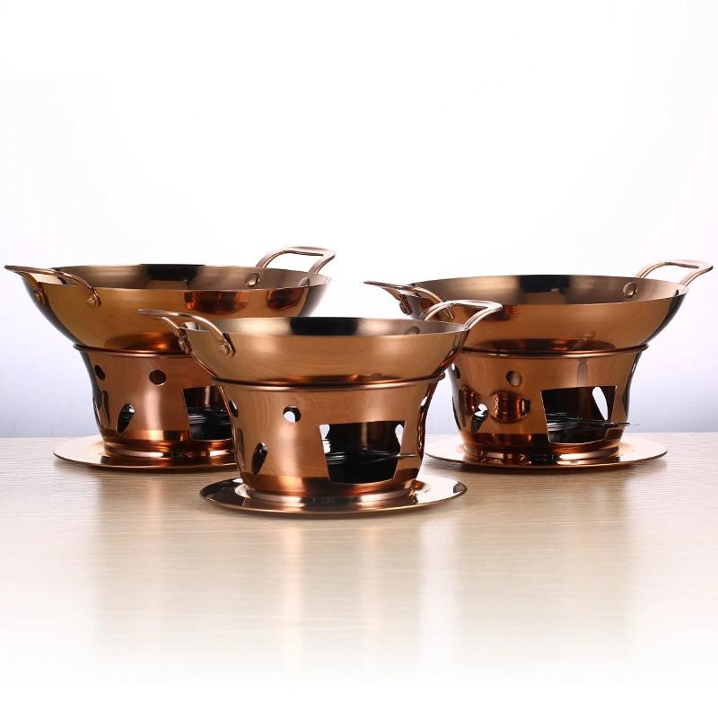 Dry Boiler Commercial Solid Fuel Boiler Golden Alcohol Furnace Chafing Dish Buffet Korean Pot Thickened Stainless Steel Hot Pot