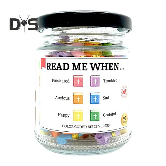 Glas mit Bibelversen „Lies mich, wenn“ – Glas mit Bibelversen – Glas mit täglichem Gebet und Hoffnung – mit 90 Versen – Christliche Geschenke für Frauen und Männer