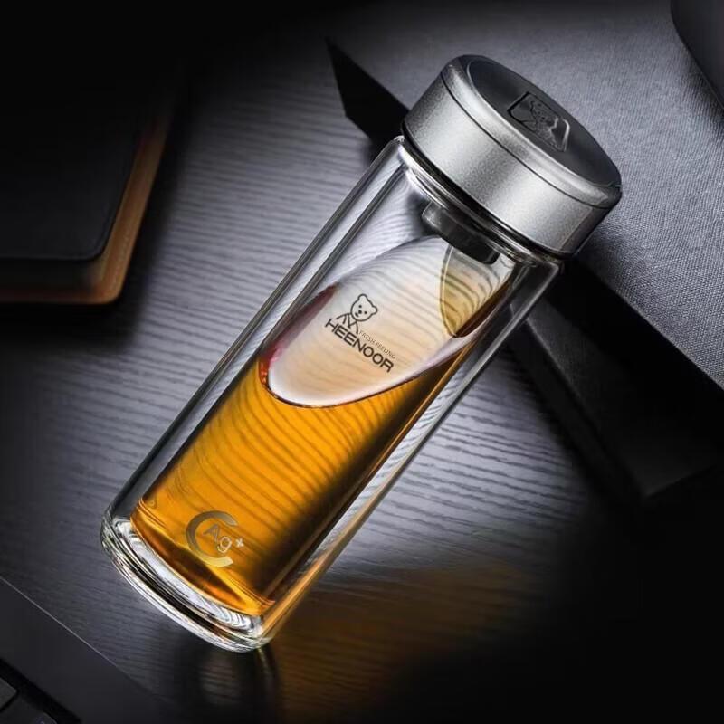 HEENOOR Double-Layer Portable Glass Cup
