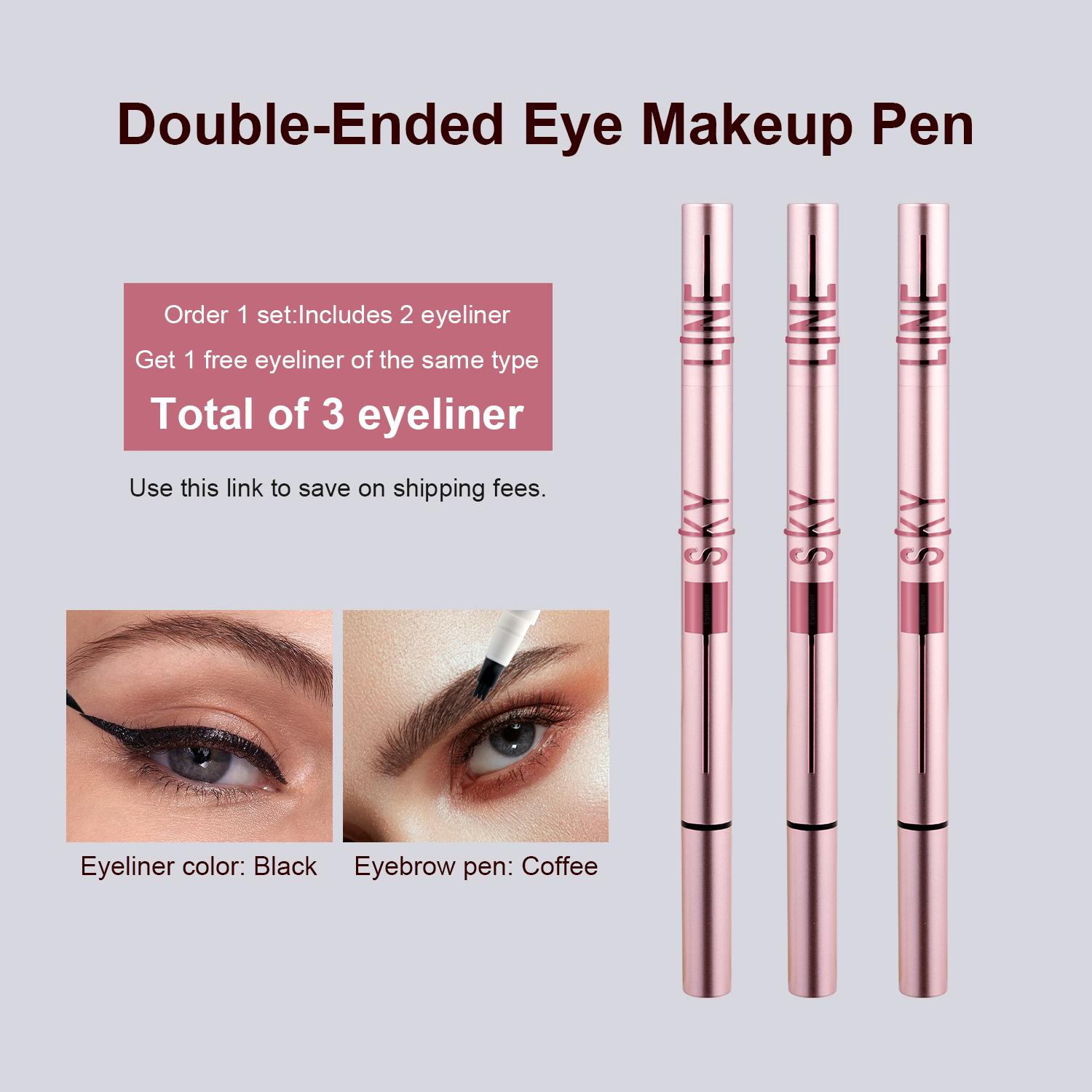 

Водостойкая подводка для глаз, жидкая двухсторонняя подводка для глаз, карандаш для бровей, устойчивая к размазыванию, рельефная модель. Купите 2, получите 1 бесплатно. серебряный