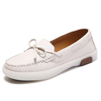 Autumn Women Flats Sports Shoes Genuine Leather Women Sneakers Ladies Flat Shoes Solid Round Toe Women 'S Little White Shoes
