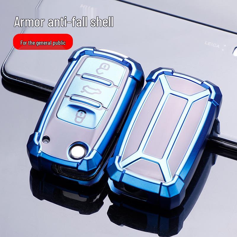 Volkswagen Key Fob Cover: Fits Lavida, Bora, POLO, Jetta, Santana, Sagitar, Tiguan - Mecha Style Key Shell with Buckle.