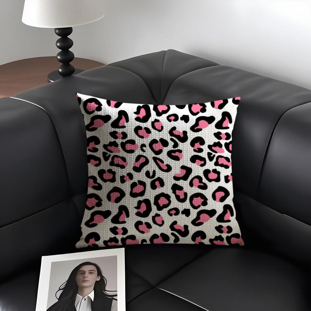 Fashion Luxury Leopard Print Cushion Cover Natural Linen Organic Fabric DoubleSided Printing Sofa Home Decor Gift Pillow Case