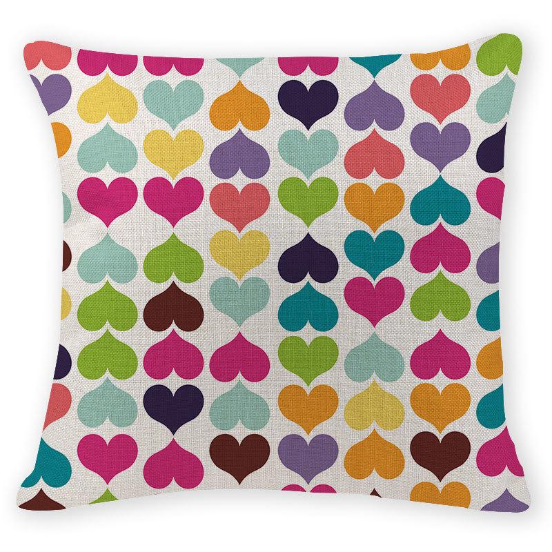 Printing Red Love Pillow Case 45x45 cm Watercolor Cushion Cover Linen