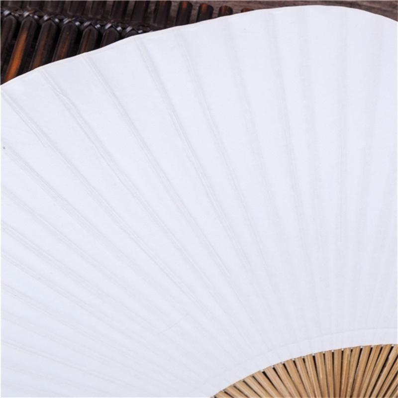 62KD Foldable Paper Fan Blank Paper Bamboo Handle Fans for Creative DIY Hand Painting Convenient for Travel and Storage