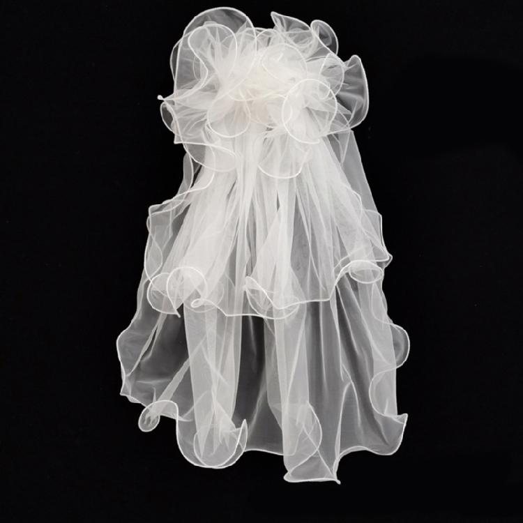 Wedding Tulle Bridal Lace Veil with Bowknot/Floral Trim Elegant Bridesmaids Veil