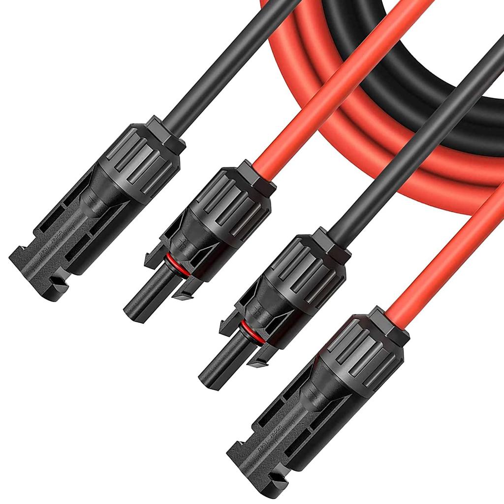 12 AWG-4mm2 Solar Panel Extension Cable Copper Wire Black and Red with Solar Connector Solar PV Cable