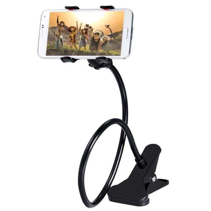 Flexible 360 Degree Rotate Lazy Mobile Phone Gooseneck Stand Adjustable Mobile Holder Desk Cell Phone Holder for Bed Office Manual clip чёрный