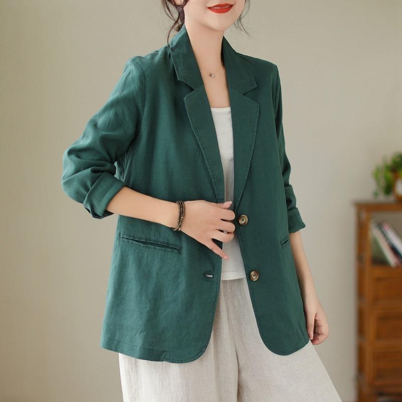 Women S Linen Cotton Blend Casual Long Sleeve Blazer