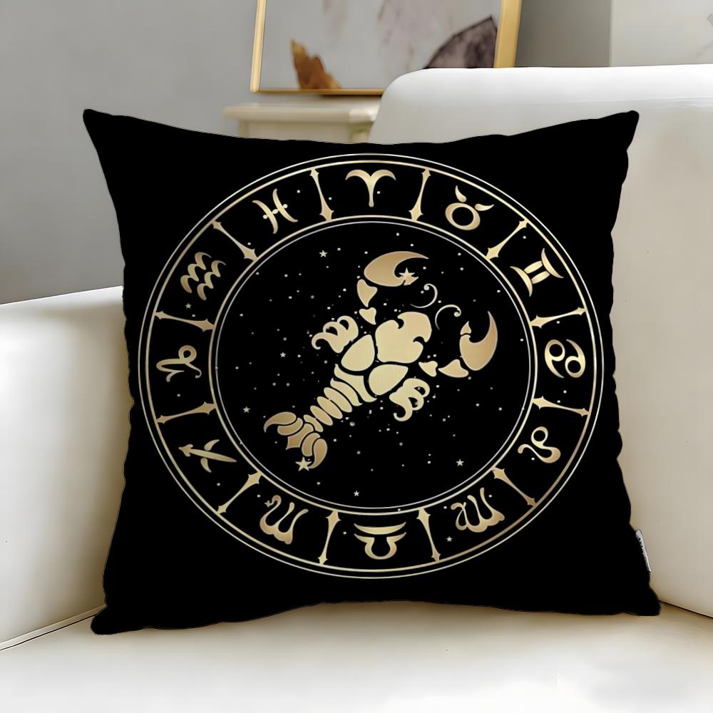 classic theme Twelve Constellation Cushion Cover Soft & Easy-Wash Pillow Case – Versatile for Couch, Bed, Travel and Office