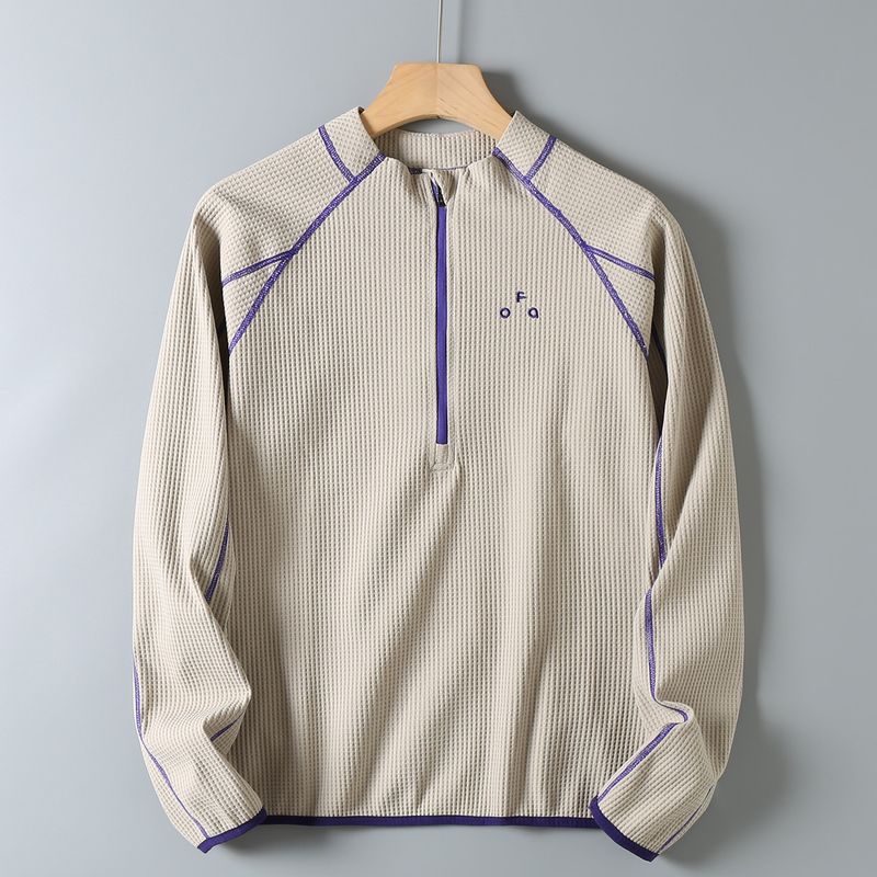 Original Factory Surplus Outdoor Mountain-Style Couple's Half-Zip Design Color-Blocked Contrast Stitching Sports Long-Sleeve Base Layer T-Shirt