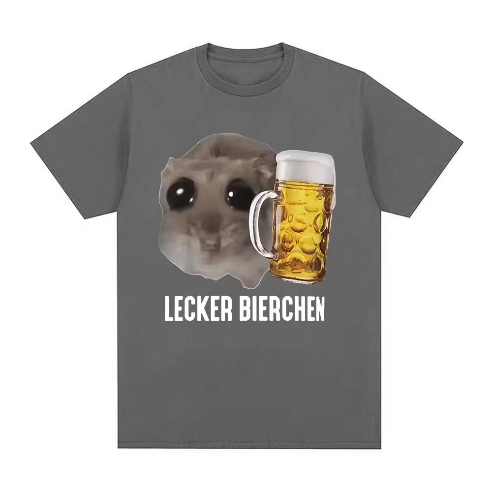 Sad Hamster Delicious Beer Funny Meme Kawaii Tshirts Unisex Women Clothing Fashion Hip Hop Tshirts Harajuku Cotton Loose T Shirts