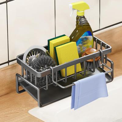Kitchen Sink Drain Rack Organizer ABS Plastic Self-draining Sink Shelf Soap Sponge Holder Dishcloth Towel Rack Filter Basket