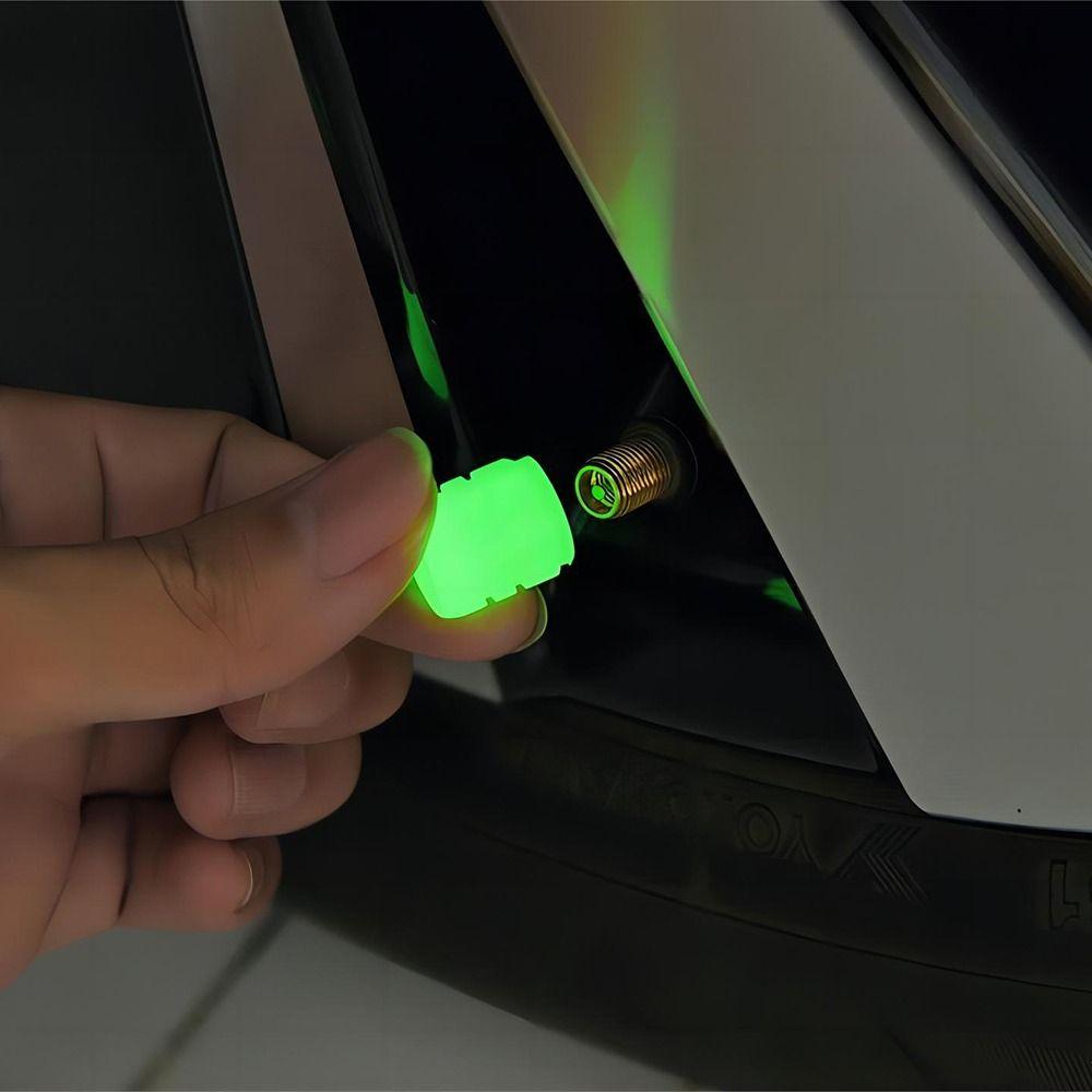 8Pcs Self-luminous Luminous Fluorescent Valve Caps Super Bright Tyre Valve Stem Cover  Vehicle