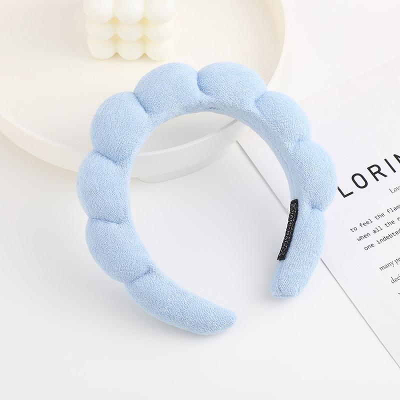 Solid Color Cloud Sponge Headband Washing Scrunchies Puffy Headband Washing Face Makeup Shower Skincare Hair Band