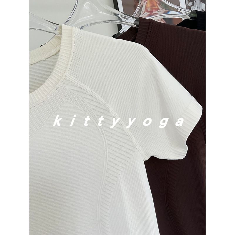 [Same Style with Big Brands] Athletic Clothing Women Summer Thin Yoga Clothes Quick-Drying Top Waist Hugging Fitness Running Short sleeve T-shirt