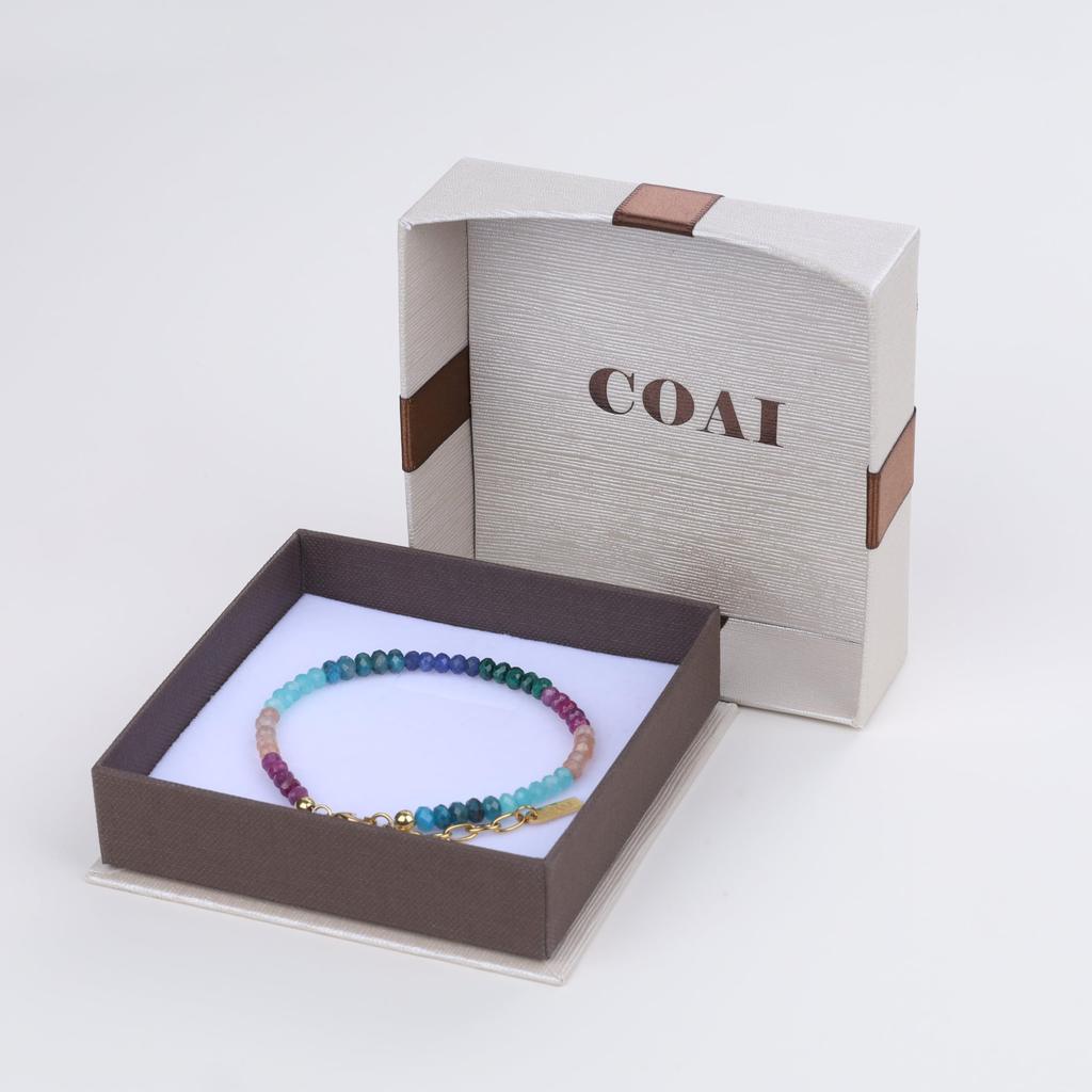 Koai 4mm Chakra Multicolor Bead Power Stone Bracelet for Women