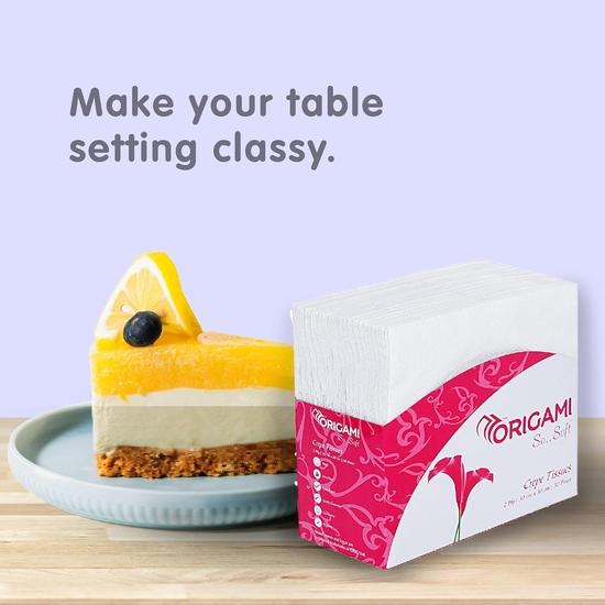 Origami 2-lagige Servietten aus Tissuepapier für den Esstisch - 6er-Pack (50 Züge pro Packung, 300 Blatt)