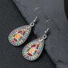 Vintage Ethnic Enamel Drop Oil Round Water Drop Earrings for Women Boho Multilcolor Beads Dangle Earring Female Pendiente Mujer