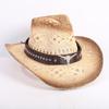 Popular European and American Fashion Hollow Woven Hat Straw Hat Men's and Women's Classic Outdoor Western Denim Straw Hat